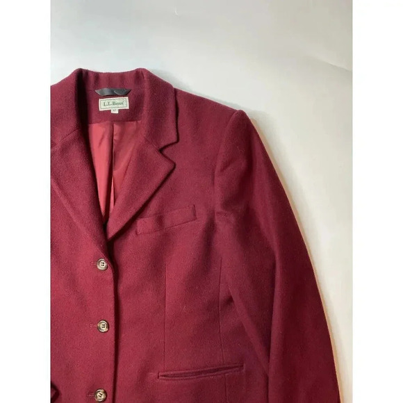 LL Bean Vintage Red Wool Blazer Jacket Coat Women’s Size 12 - Picture 2 of 7